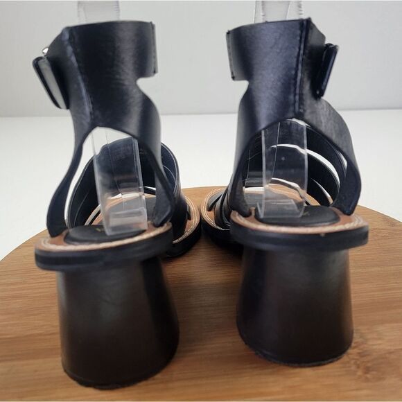 Zara Black Leather Strappy Block Heels Womens Shoe Size EU 36 US 6 - Picture 8 of 15